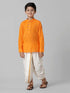 Ramraj Cotton Boys Breeze Cotton Orange Kurta with Cream Elastic Panchakacham Combo COT5