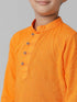 Ramraj Cotton Boys Breeze Cotton Orange Kurta with Cream Elastic Panchakacham Combo COT5