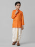 Ramraj Cotton Boys Orange Kurta with Cream Elastic Panchakacham Combo FS3