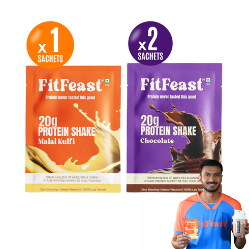 Fitfeast Protein Sachet | 2 x Chocolate | 1 x Malai Kulfi