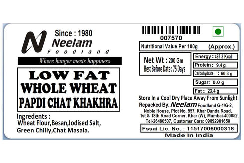 Neelam Foodland Whole Wheat Papdi Chat Khakhra