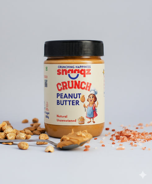 SNAAQZ Natural Crunchy Peanut Butter 500gm