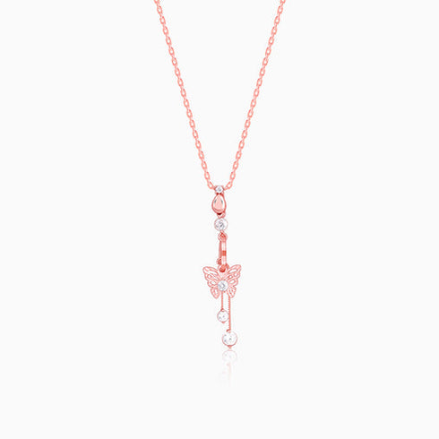 Giva Rose Gold Charming Butterfly Pendant with Link Chain