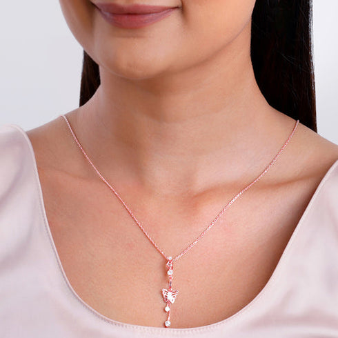 Giva Rose Gold Charming Butterfly Pendant with Link Chain
