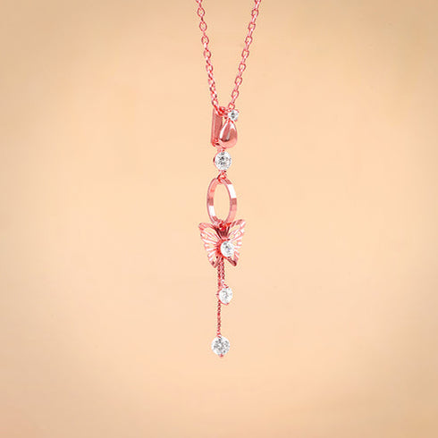 Giva Rose Gold Charming Butterfly Pendant with Link Chain