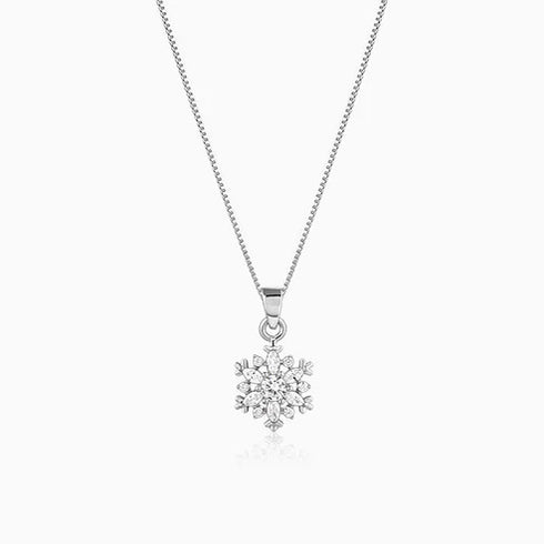 Giva Silver Snowflake Pendant With Box Chain