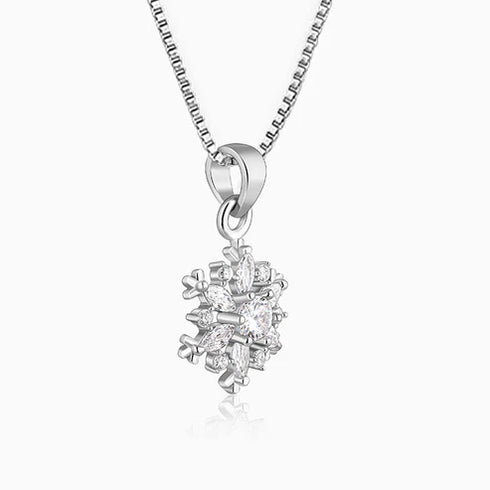 Giva Silver Snowflake Pendant With Box Chain