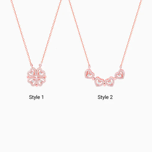 Giva Rose Gold Clover Heart Convertible Necklace