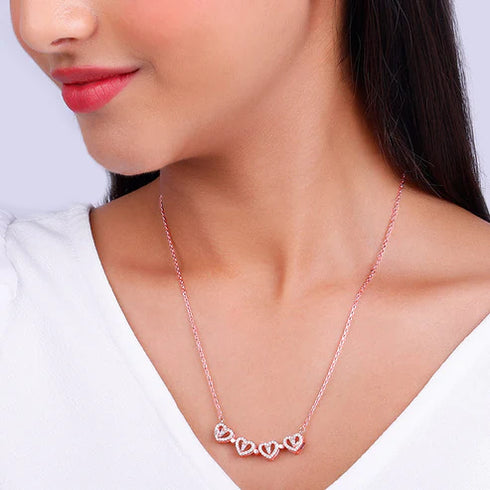 Giva Rose Gold Clover Heart Convertible Necklace