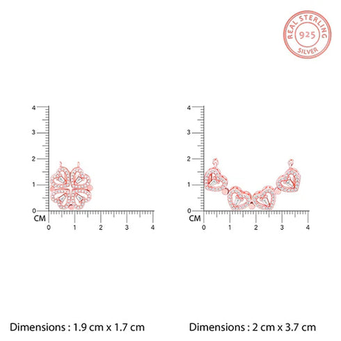 Giva Rose Gold Clover Heart Convertible Necklace