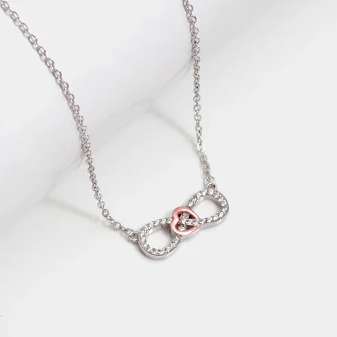 Giva Rose Gold Studded Infinity Heart Pendant