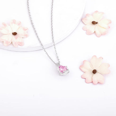 Giva Silver Pink Angel Wings of Protection Necklace