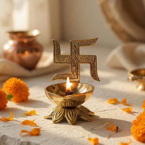 Swastik Brass Diya