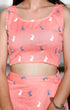 Miravan Womens Peach Animal Print Round Neck Top With Side Slit Skirt Co Ord Set