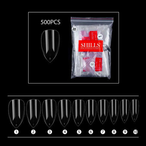 Shills Professional PKT 500pcs Pen Pointed Shape Nail Tips Natural