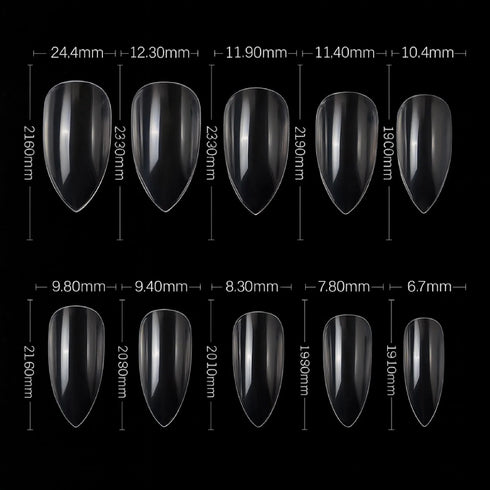 Shills Professional PKT 500pcs Pen Pointed Shape Nail Tips Natural