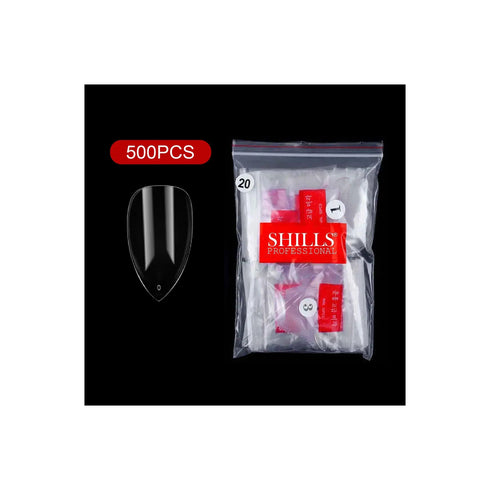 Shills Professional PKT 500pcs Pen Pointed Shape Nail Tips Natural