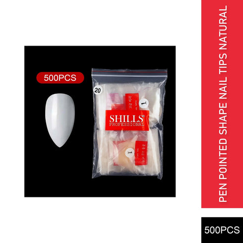 Shills Professional PKT 500pcs Pen Pointed Shape Nail Tips Natural