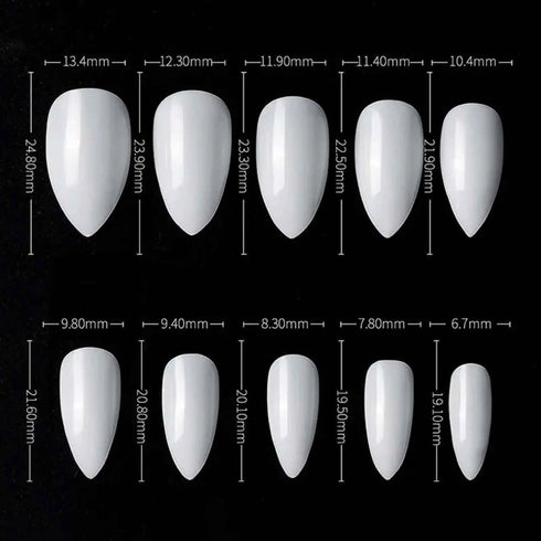 Shills Professional PKT 500pcs Pen Pointed Shape Nail Tips Natural