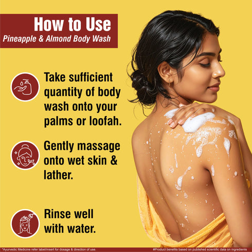 Multani Pharmaceuticals Limited Multani Naturals Pineapple & Almond Body Wash For Fresh & Glowing Skin Feel Helps to Hydrate Nurtures Skin