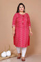 Miravan Womens Plus Size Pink Bandhani Pakistani Straight Kurti