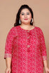 Miravan Womens Plus Size Pink Bandhani Pakistani Straight Kurti