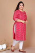 Miravan Womens Plus Size Pink Bandhani Pakistani Straight Kurti