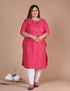 Miravan Womens Plus Size Pink Bandhani Pakistani Straight Kurti