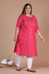 Miravan Womens Plus Size Pink Bandhani Pakistani Straight Kurti
