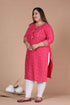 Miravan Womens Plus Size Pink Bandhani Pakistani Straight Kurti