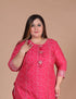 Miravan Womens Plus Size Pink Bandhani Pakistani Straight Kurti