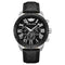 Police Quartz Multifunction Black Dial Black Leather Strap Watch For Men