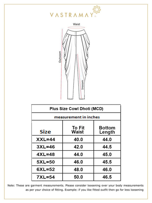 Vastramay Men's PLUS Size Gold Solid Cowl Dhoti Pants