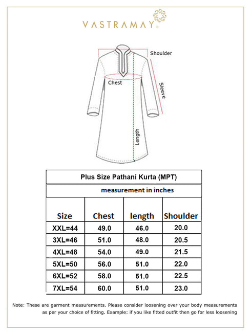 Vastramay Men's Plus Size Maroon Cotton Blend Pathani Kurta