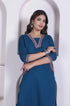 Miravan Womens Blue Straight Kurta with Palazzo Set