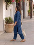 Miravan Womens Plus Size Blue Straight Kurta with Palazzo Set