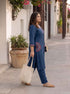 Miravan Womens Plus Size Blue Straight Kurta with Palazzo Set