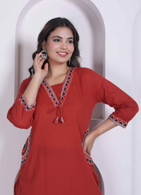 Miravan Womens Brown Straight Kurta Set