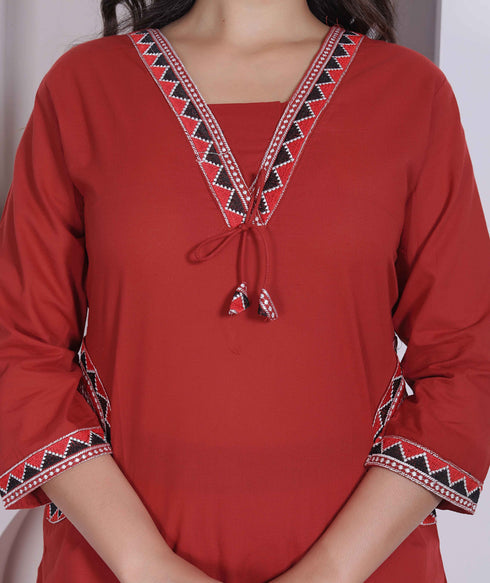 Miravan Womens Brown Straight Kurta Set