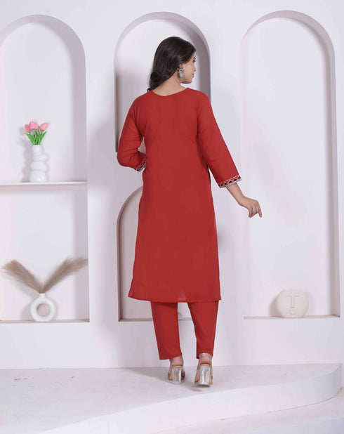 Miravan Womens Brown Straight Kurta Set