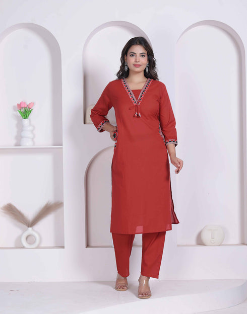 Miravan Womens Brown Straight Kurta Set
