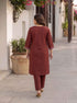Miravan Womens Plus Size Brown Straight Kurta Set