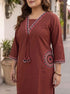 Miravan Womens Plus Size Brown Straight Kurta Set