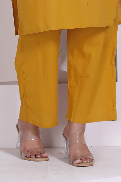 Miravan Womens Yellow Kurta and Palazzo Set
