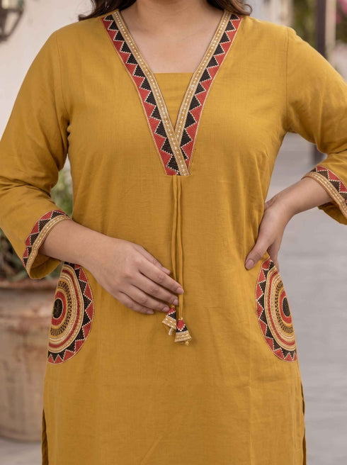 Miravan Womens Plus Size Yellow Kurta and Palazzo Set
