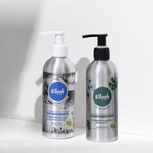 Vilvah Store Goat Milk Shampoo|nourishing Cream Conditioner