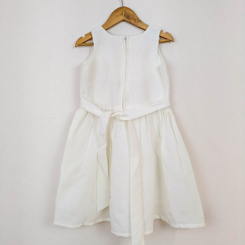Bachpan kids wear Off-White Folk-Embroidered Dress & Waistcoat Vest Set