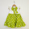 Bachpan kids wear Vibrant Lime Green & White Polka Dot Flutter-Sleeve Dress