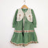 Bachpan kids wear Vintage-Style Sage Green Tiered Dress & Crochet Vest Set