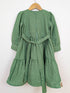 Bachpan kids wear Vintage-Style Sage Green Tiered Dress & Crochet Vest Set